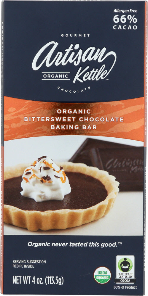 ARTISAN KETTLE: Bittersweet Chocolate Baking Bar Organic, 4 oz