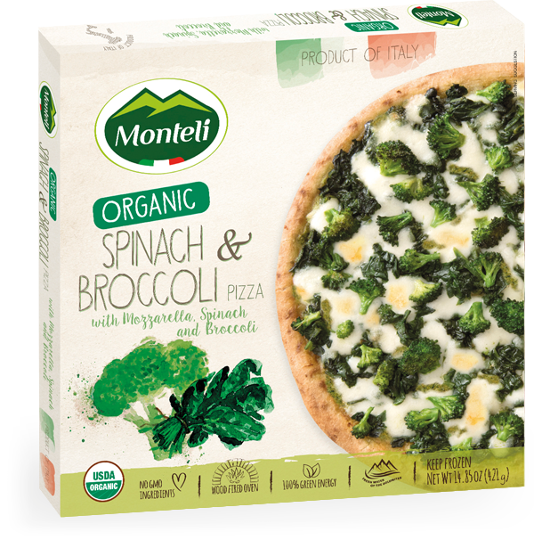 MONTELI PIZZA: Spinach Broccoli Pizza, 14.85 oz