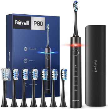 [US Stock] Fairywill P80 Professional Cleaning Electric Toothbrush Ultra Cleaning LED Pressure Sensor Noise Reductiond