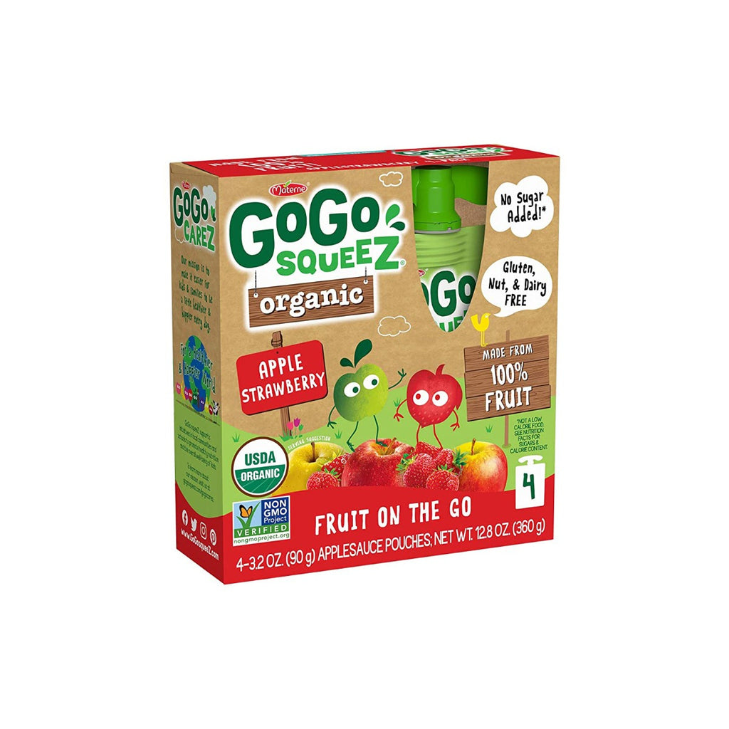 GOGO SQUEEZ: Applesc Strawbry 4Pk Org, 12.8 oz