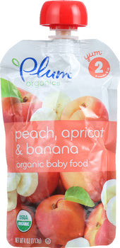 PLUM ORGANICS: Organic Baby Food Stage 2 Peach, Apricot & Banana, 4 oz