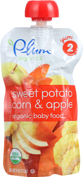 PLUM ORGANICS: Organic Baby Food Stage 2 Sweet Potato, Corn & Apple, 4 oz