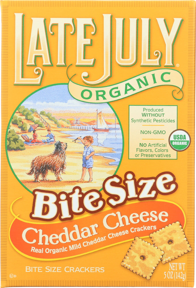 LATE JULY: Organic Bite Size Cheddar Cheese Crackers, 5 oz