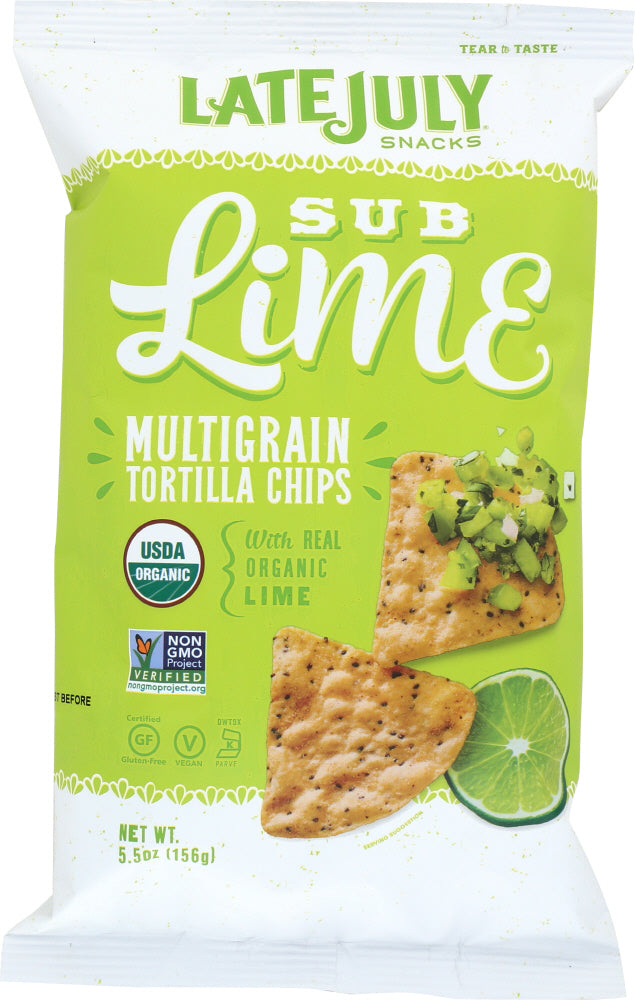 LATE JULY ORGANIC: Multigrain Snack Chips Gluten Free SubLime, 5.5 oz