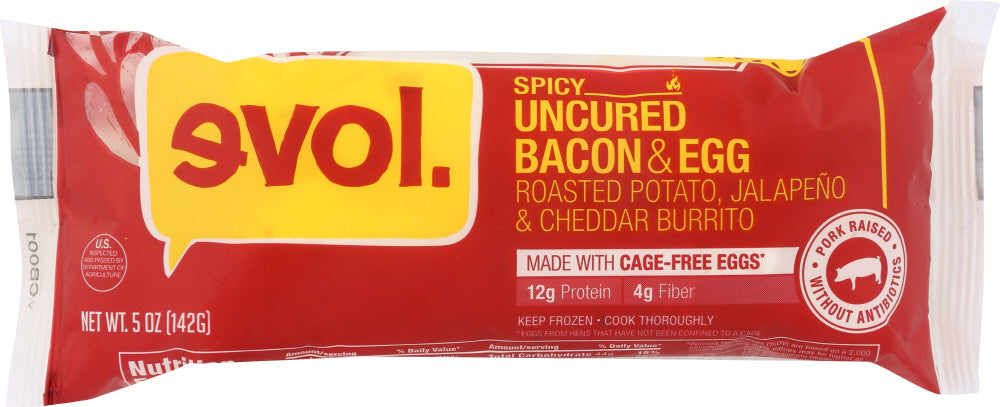 EVOL: Uncured Bacon and Egg Burrito, 5 oz