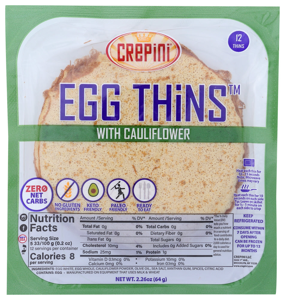 CREPINI: Egg Thins with Cauliflower, 2.26 oz