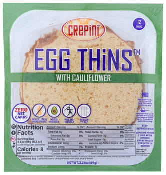 CREPINI: Egg Thins with Cauliflower, 2.26 oz