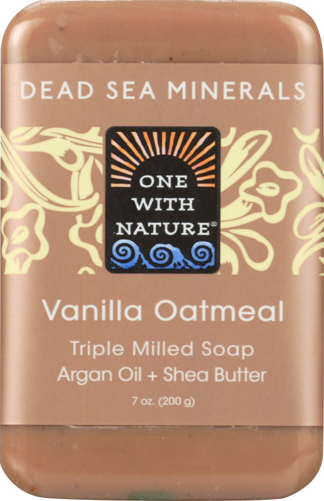 ONE WITH NATURE: Dead Sea Mineral Bar Soap Mild Exfoliating Vanilla Oatmeal, 7 oz