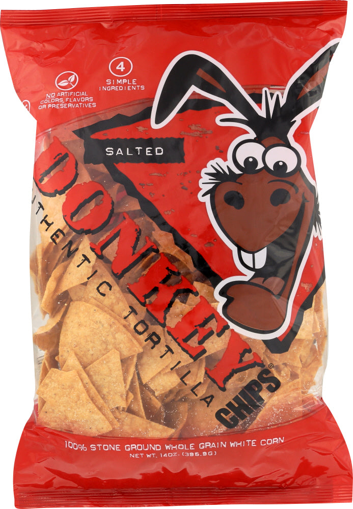 DONKEY CHIP: All Natural Authentic Tortilla Chips Salted, 14 oz