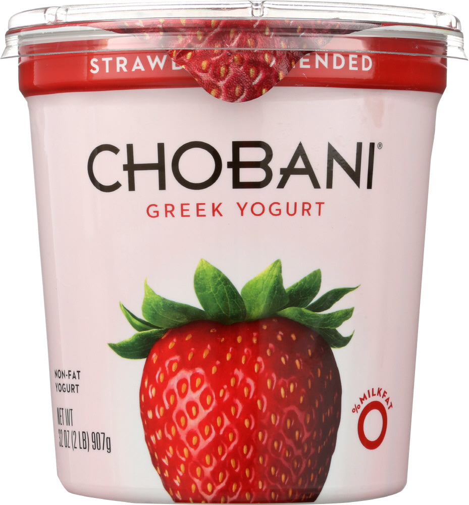 CHOBANI: Non-Fat Greek Yogurt Strawberry Blended, 32 oz