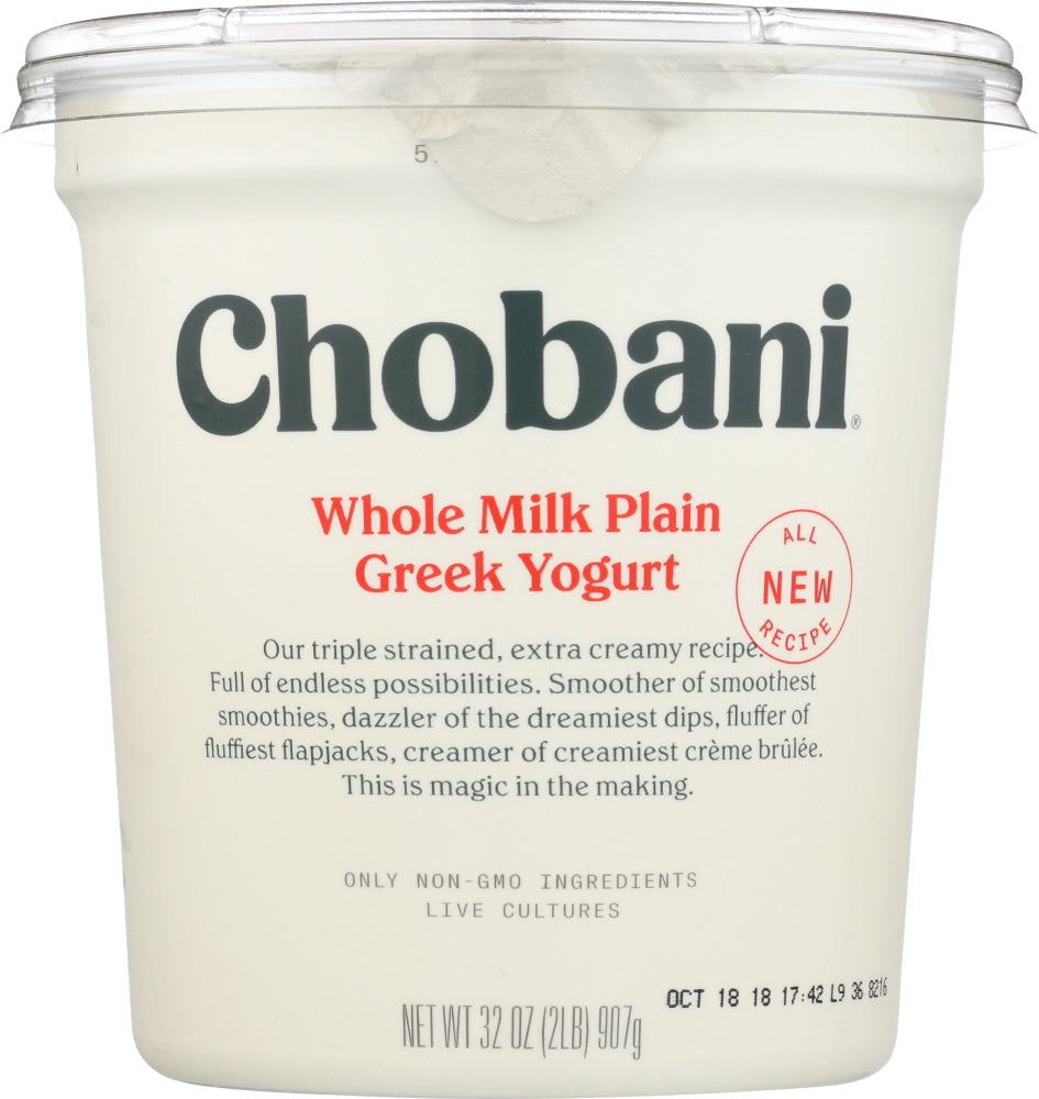 CHOBANI: Whole Milk Plain Greek Yogurt, 32 oz