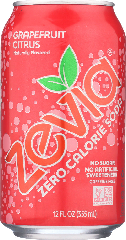 ZEVIA: Zero Calorie Soda Grapefruit Citrus 6-12 fl oz, 72 fl oz