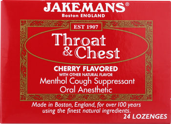 JAKEMANS: Lozenge Throat and Chest Cherry Menthol, 24 pc