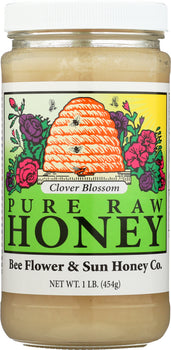 BEE FLOWER AND SUN HONEY: Clover Blossom Honey Pure Raw, 16 oz