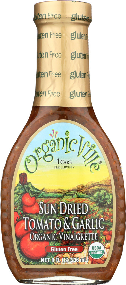 ORGANICVILLE: Dressing Vinaigrette Sundried Tomato Garlic Organic, 8 oz