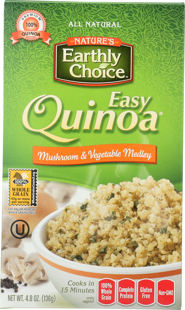 NATURE'S EARTHLY CHOICE: Easy Quinoa Gluten Free Mushroom & Vegetable Medley, 4.8 oz