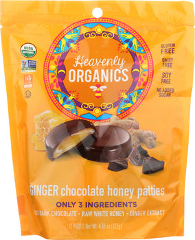 HEAVENLY ORGANICS: Organic Ginger Chocolate Honey Patties, 4.66 oz