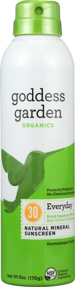 GODDESS GARDEN: Organics Everyday Natural Sunscreen SPF 30, Non-Aerosol, Biodegradable, Reef Safe, Non-GMO, 6 oz