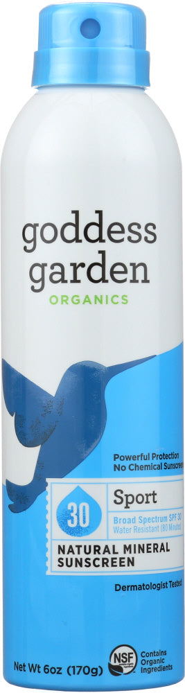 GODDESS GARDEN: Organics Sunny Sport Spray Natural Sunscreen SPF 30, 6 oz