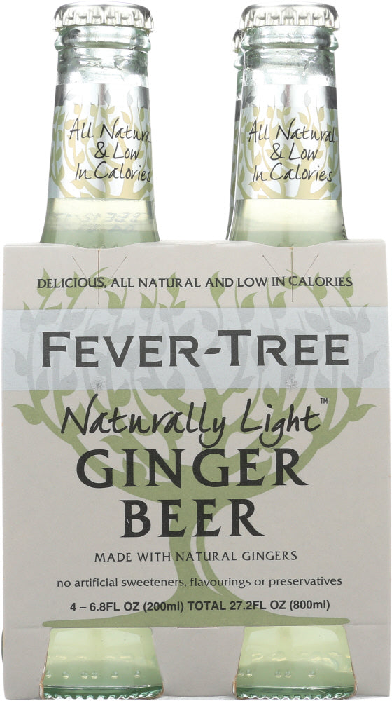 FEVER TREE: Ginger Beer Light Pack of 4, 6.8 oz