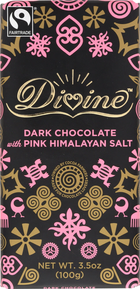 DIVINE CHOCOLATE: Chocolate Bar Dark Pink Himalayan Salt, 3.5 oz