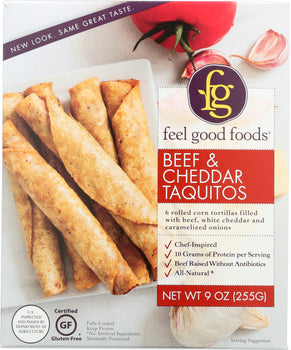 FEEL GOOD FOODS: Beef and Cheddar Taquitos, 9 oz