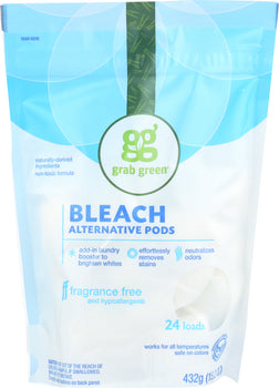 GRAB GREEN: Bleach Alternative Fragrance Free Pouch 24 Count, 15.2 oz