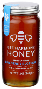 BEE HARMONY: American Raw Blueberry Honey, 12 oz