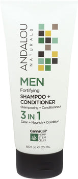 ANDALOU NATURALS: Men Fortifying Shampoo Conditioner 3 In 1, 8.5 fo