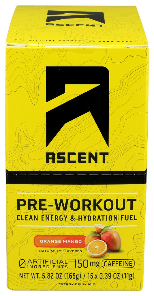 ASCENT: Preworkout Orange Mango 15pk, 5.82 oz