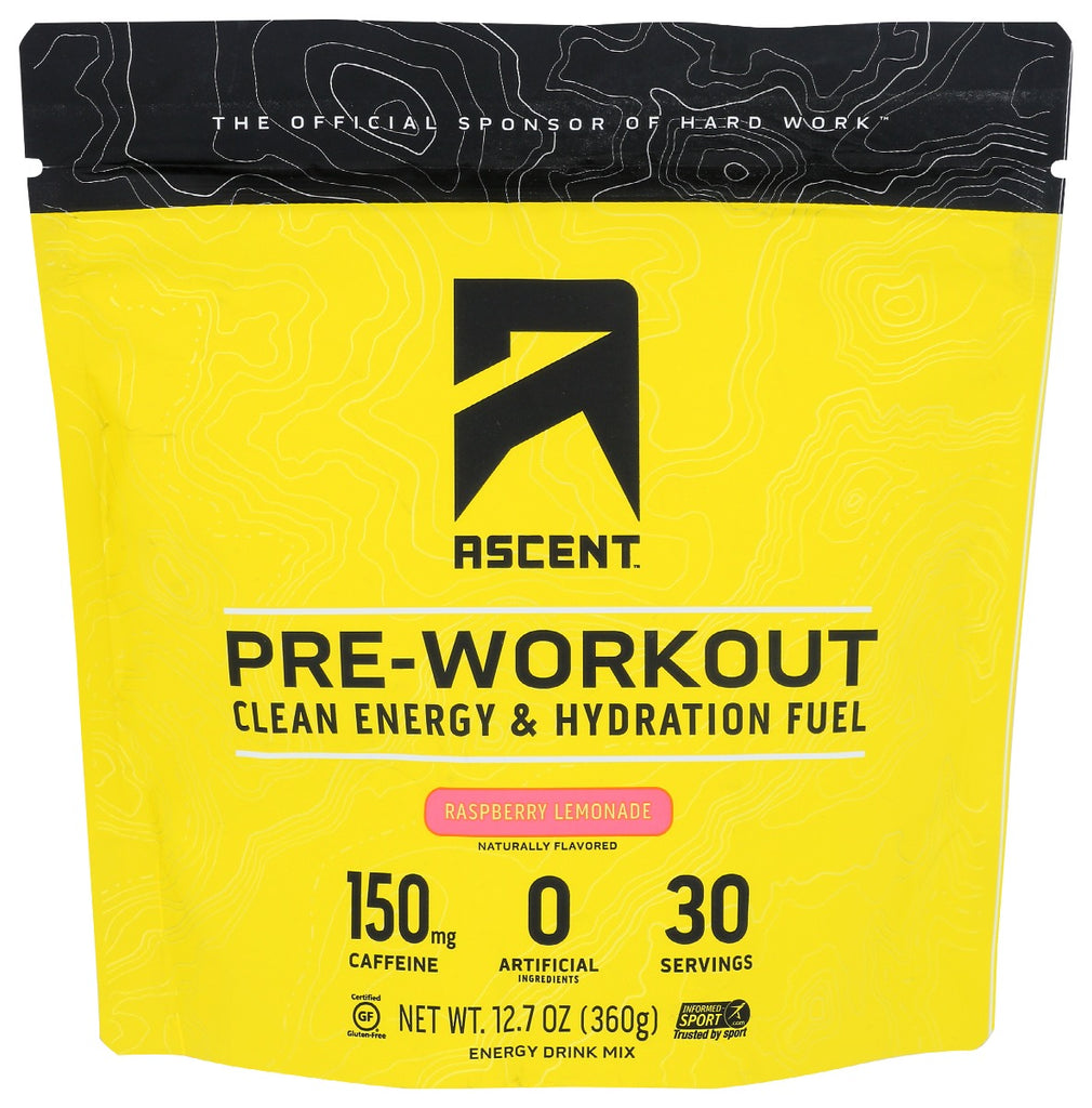 ASCENT: Preworkout Raspberry Lemonade, 12.7 oz