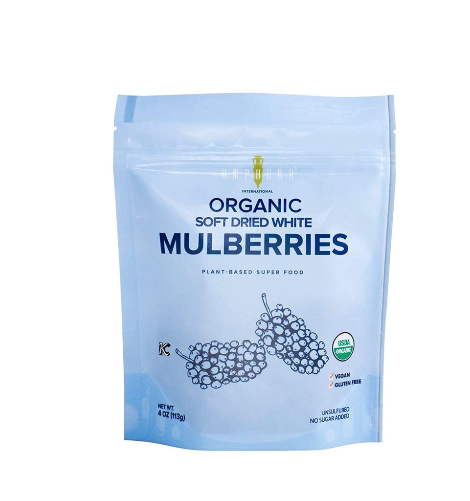 AMPHORA: Organic Soft Dried White Mulberries, 4 oz