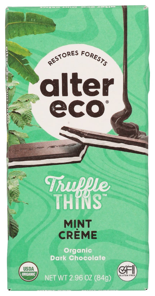 ALTER ECO: Mint Creme Truffle Thins Chocolate Bar, 2.96 oz