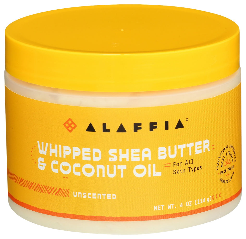 ALAFFIA: Whipped Shea Butter and Coconut Oil Unscented, 4 oz