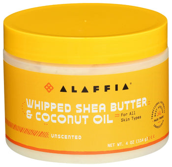 ALAFFIA: Whipped Shea Butter and Coconut Oil Unscented, 4 oz