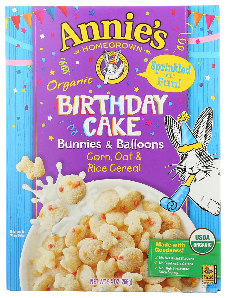 ANNIES HOMEGROWN: Cereal Birthday Cake Organic, 9.4 oz