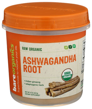 BAREORGANICS: Ashwagandha Root Pwdr Org, 8 oz