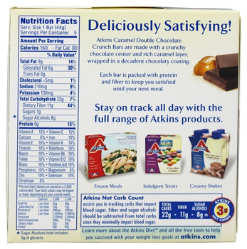 ATKINS: Snack Bar Caramel Double Chocolate Crunch (5x1.6oz bars), 8 oz