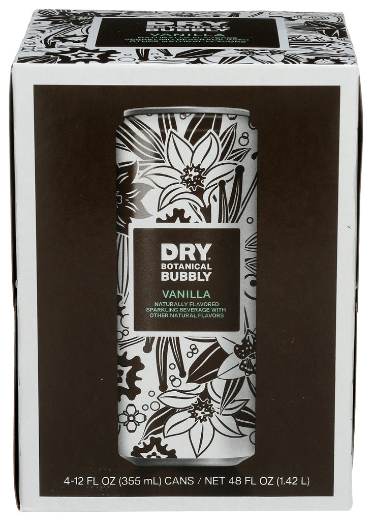 DRY SODA: Vanilla Botanical Bubbly 4Pack Cans, 48 oz