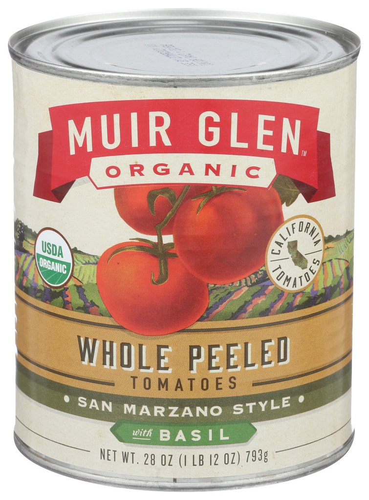 MUIR GLEN: Whole Peeled Tomatoes San Marzano Style With Basil, 28 oz