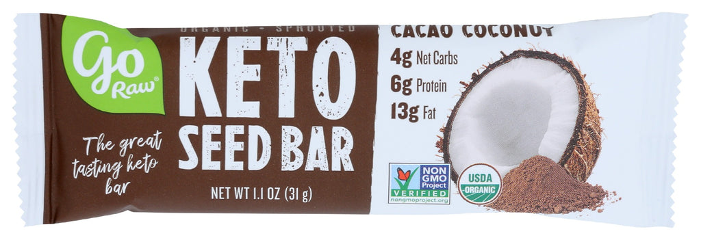 GO RAW: Cacao Coconut Keto Sprouted Seed Bar, 1.1 oz