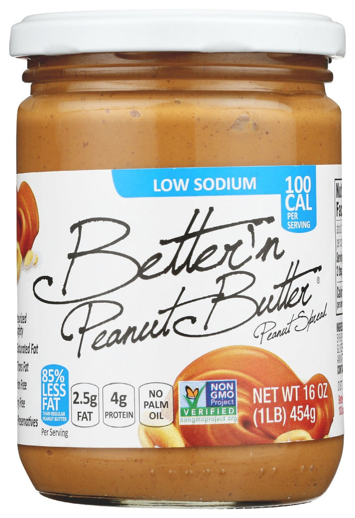 BETTER N PEANUT BUTTER: Peanut Spread Low Sodium, 16 oz