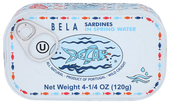 BELA: Sardines In Spring Water, 4.25 oz