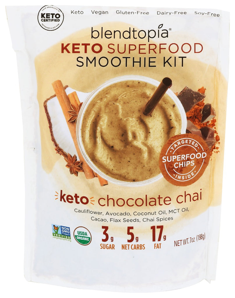 BLENDTOPIA: Keto Chocolate Chai Smoothie Kit, 7 oz