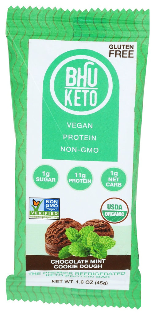 BHU FOODS: Chocolate Mint Cookie Dough Keto Protein Bar, 1.6 oz