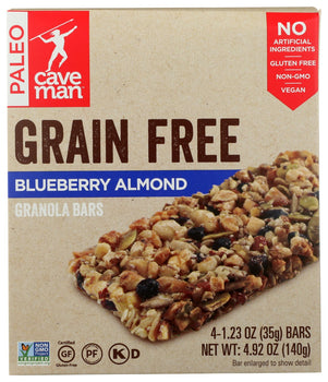 CAVEMAN FOODS: Blueberry Almond Grain Free Granola Bars, 4.92 oz