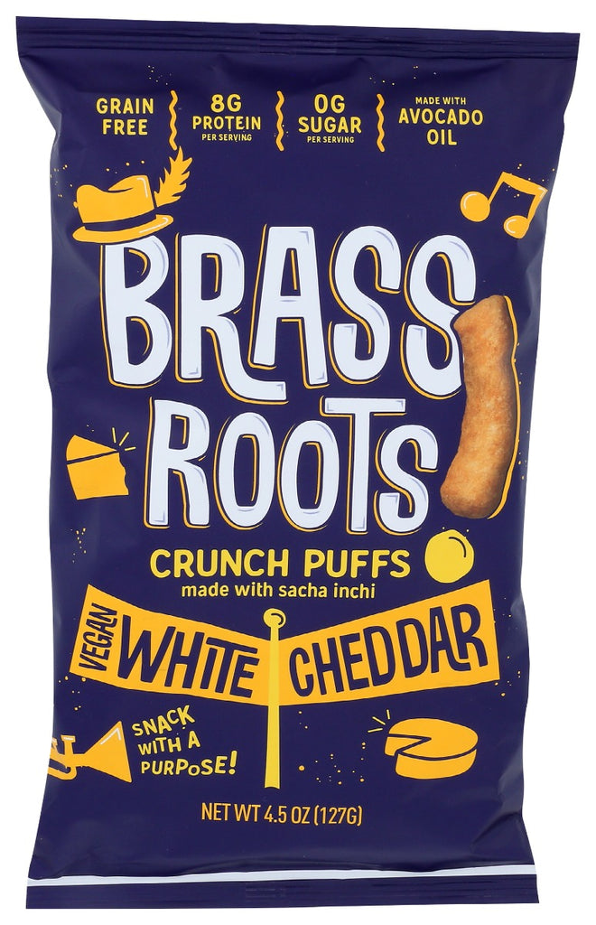 BRASS ROOTS: White Cheddar Crunch Puffs, 4.5 oz