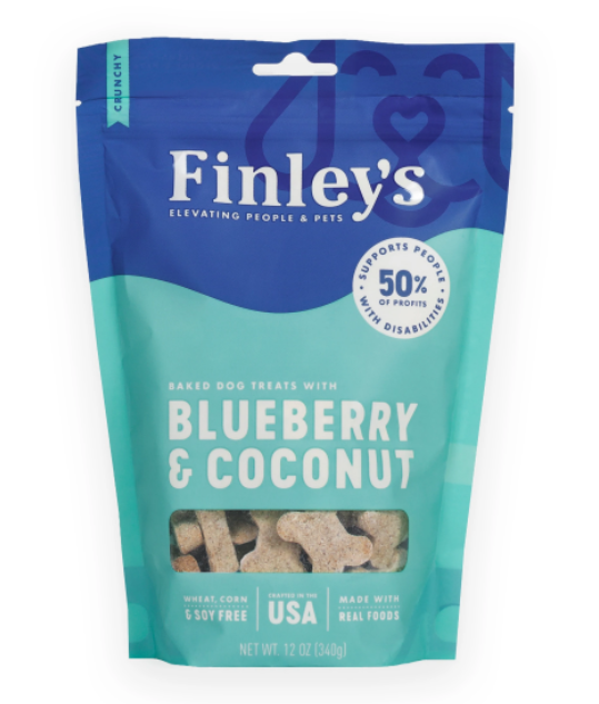 FINLEYS: Blueberry Coconut Crunchy Dog Biscuits, 12 oz