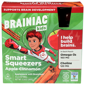 BRAINIAC: Applesauce Cinnamon Kids 4Pk, 12.8 oz