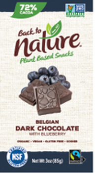 BACK TO NATURE: Dark Belgian Chocolate Bar With Blueberry, 3 oz